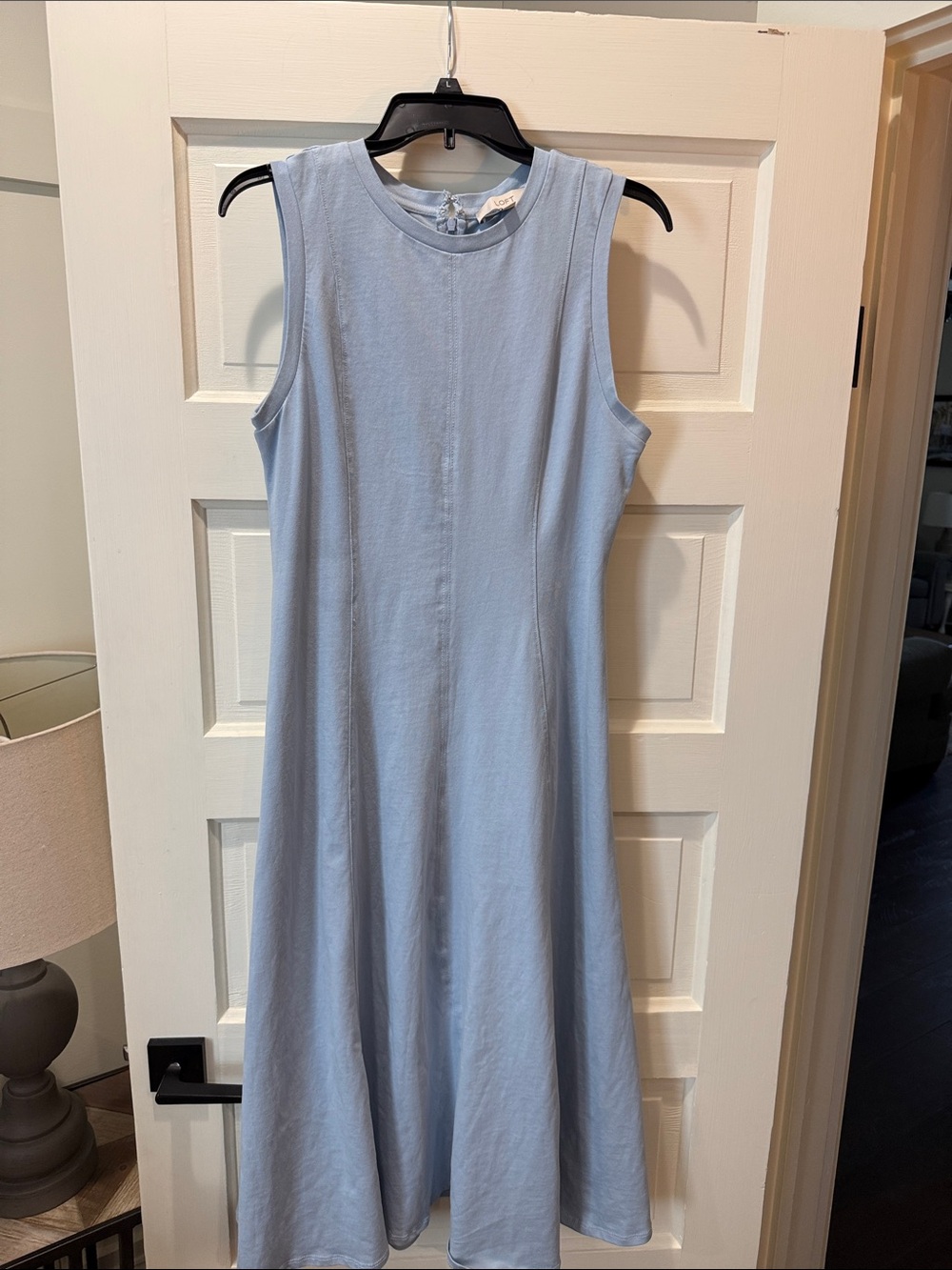 LOFT Sleeveless A-Line Midi Dress in Light Blue